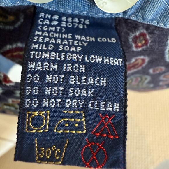 Tommy Hilfiger Jeans Women’s Denim Paisley Corduroy Button Down Size 10 Cotton - Picture 5 of 8